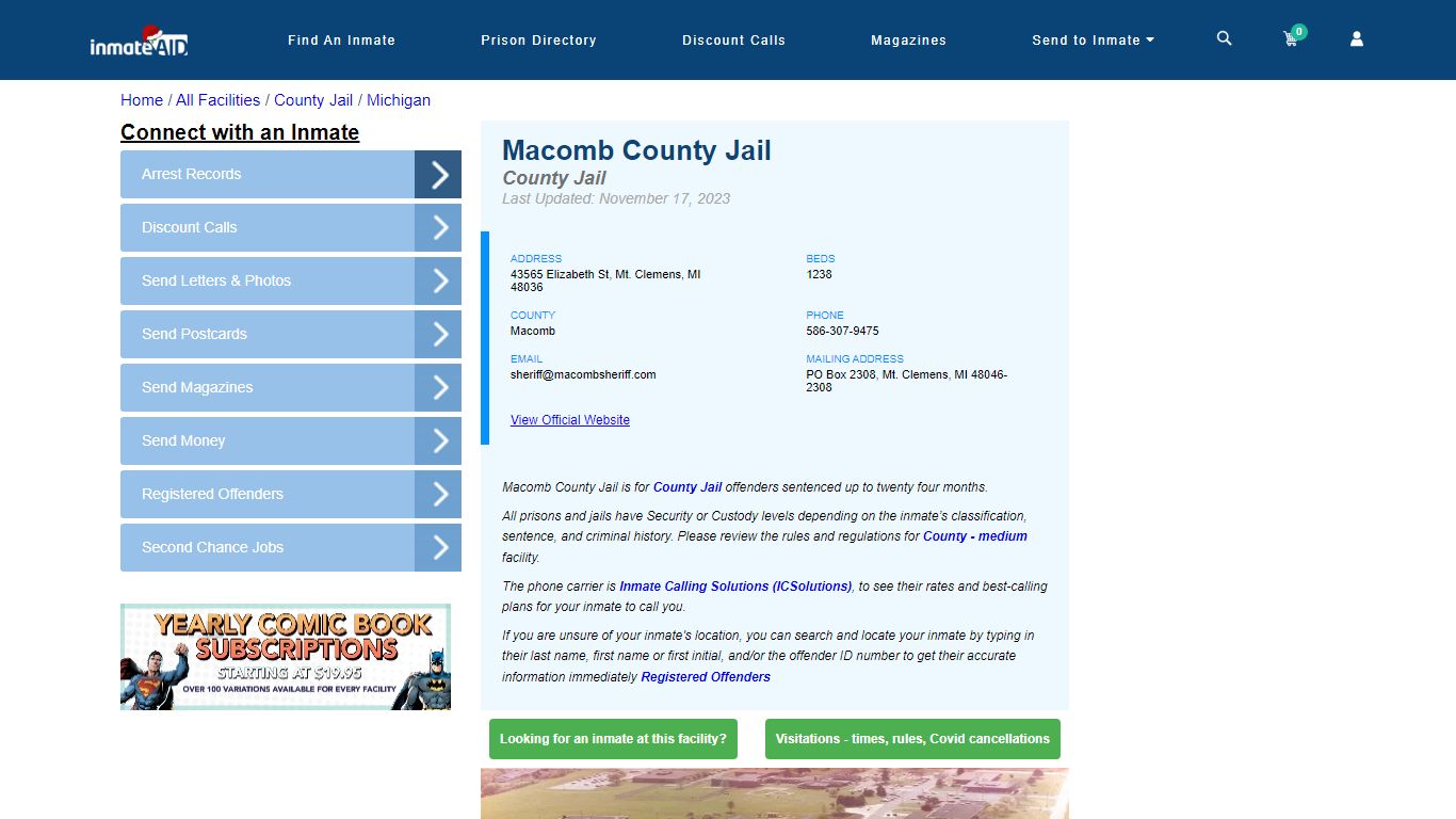 Macomb County Jail - Inmate Locator - Mt. Clemens, MI